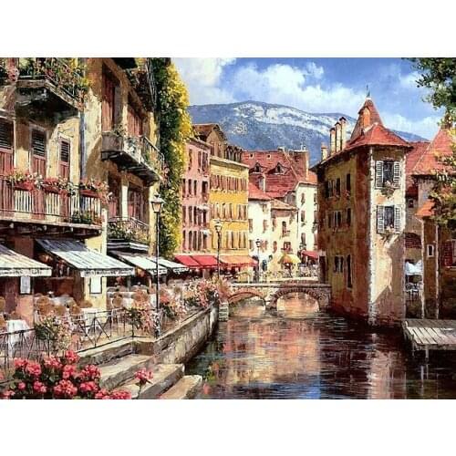 A1566 11CT/14CT/18CT/25CT/28CT oil street patterns Counted Cross Stitch DIY Cross Stitch Kits Embroidery Needlework Sets