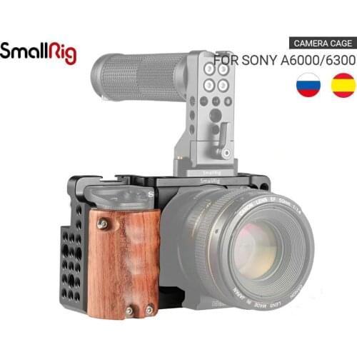 SmallRig for sony a6000 accessories for Sony A6300 / A6000 / ILCE-6000 / ILCE-6300 Cage W/ Wooden Handle Dual Camera Rig - 2082