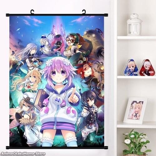 Anime Hyperdimension Neptunia Neptune Noire Nepgear Cosplay Wall Scroll Mural Poster Wall Hanging Poster Home Decor Art