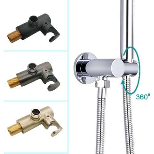 Brass Hand Shower Outlet Holder Handset Bracket Seat with Water Flow Round Small Hose connector Bathroom Spare Part