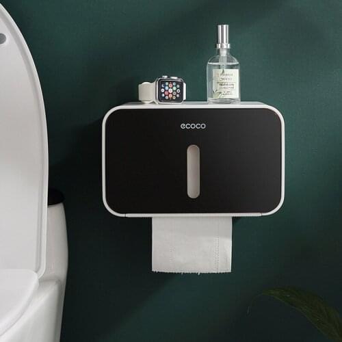Toilet Paper Holder Waterproof Wall Mounted Tray Roll Paper Tube Storage Box Punch-Free Tissue Box Shelf Bathroom Accessories