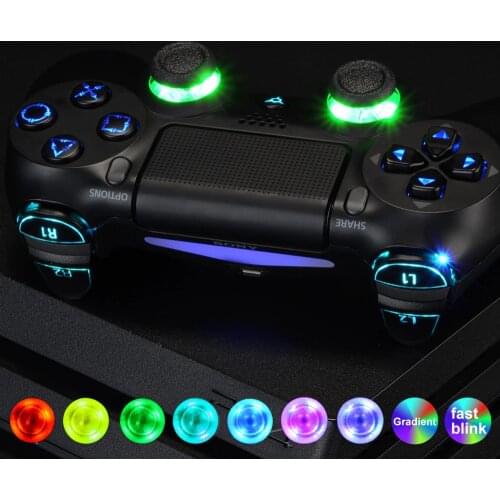 Multi-Colors Luminated Thumbstick Classical Symbols D-pad L1 R1 R2 L2 Home Face Buttons DTFS LED Kit for PS4 CUH-ZCT2 Controller