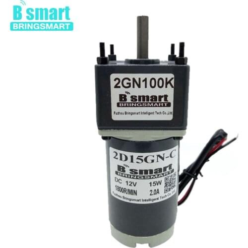 Bringsmart 2D15GN-C 12 Volt DC Motor 24V Electric Gear Machine 15W Speed Regulation Reversible Slow Speed 10~600rpm Motor