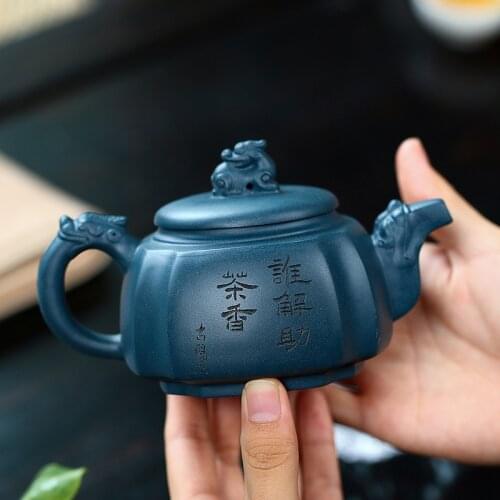 Yixing Famous Dragon Tea Pot Handmade Kung Fu Kettle Mud Green With Gift Box Creative Teaware