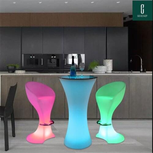 Quality Rechargeable LED Luminous cocktail table ip54 waterproof plastic coffee table remote control color bar table set