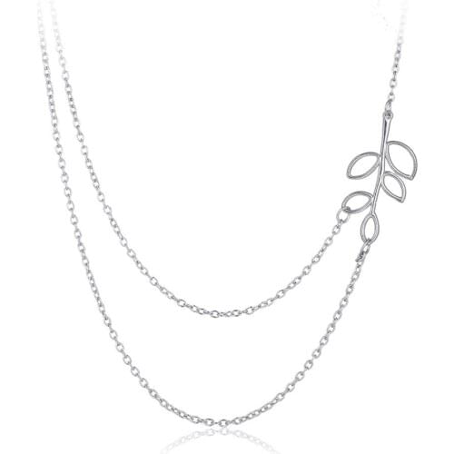 Hot Sale Leaves Double Layerstassel Necklace Women Color Multilayers Chain Choker Necklaces Pendant Jewelry