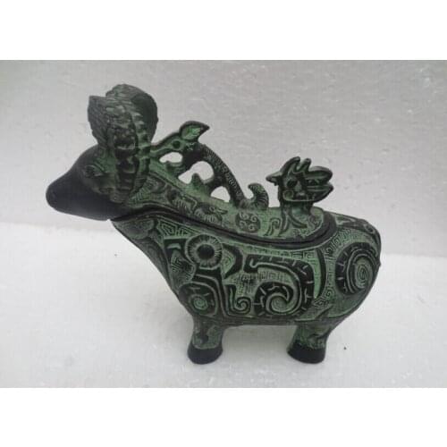 Copper Brass craft Old Bronze sheep Jewelry Box Metal Crafts, Antique home Decorative Arts Animal statue