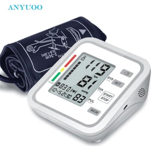 Blood Pressure Monitor Upper Arm Automatic Digital Sphygmometer BP Pulse Heart Rate Meter Large LCD Display English Broadcast