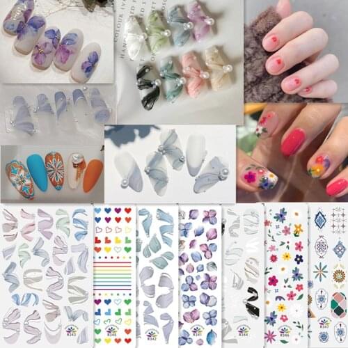 Nail Art Sticker Hot Internet ballet shoes Ribbon nail stickers French manicure, fresh flowers Baby girl heart nail stickers