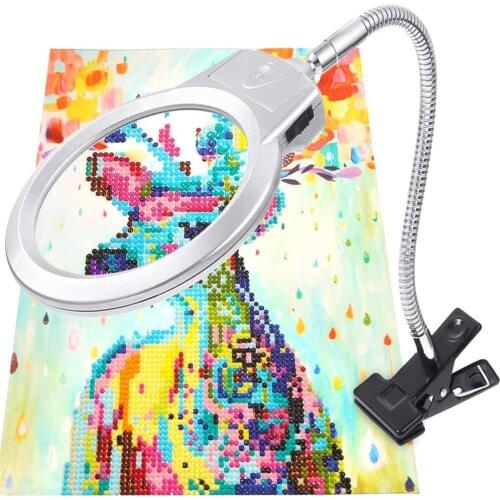 New 5D Diamond Painting Magnifying Glass LED Lamp for Diamond Art with 4X and 6X LED Magnifying Glass Diamond Painting Tools