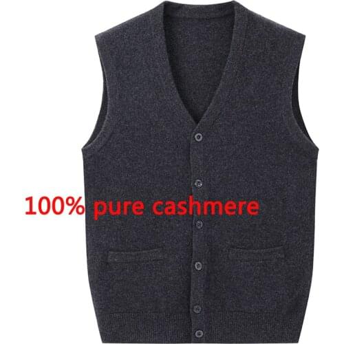 New Autumn Winter Cashmere Sweater Men Knitted Casual V-neck Vest, Sleeveless high quality fashion Thick plus size S-3XL4XL5XL