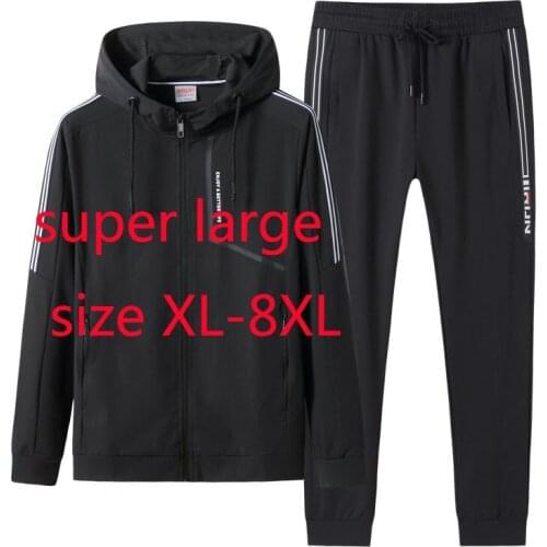 New Arrival Fashion Super Large Jacket + Pants Spring Men Fashion Casual Hooded Cardigan Print Plus Size XL-4XL 5XL 6XL 7XL 8XL