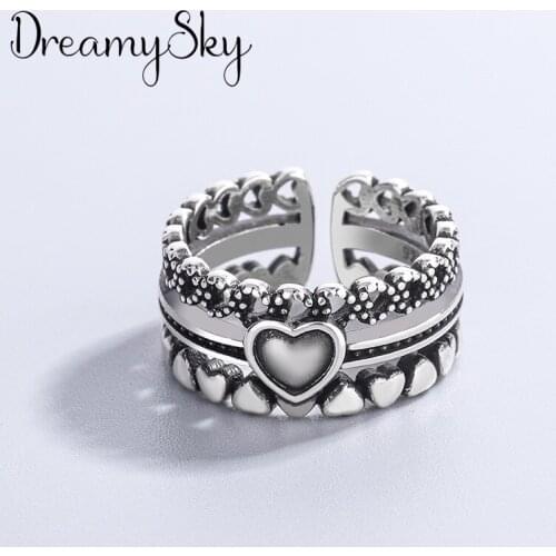Charming Open Big Love Heart Ring for Women Vintage Boho Party Rings Gothic Punk Jewelry Gifts for Girls 2021