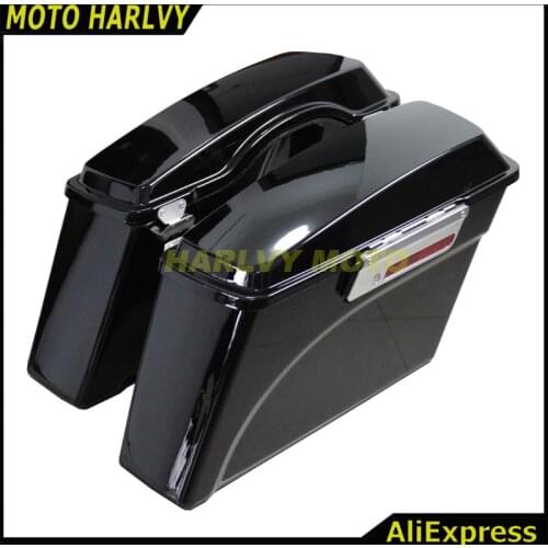 One Pair Hard Saddle bags Trunk w/Lid & Latch Key For Harley HD Touring Road King 1994-2013