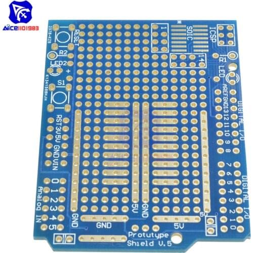 Diymore Prototype PCB Board for Arduino UNO R3 FR-4 Fiber 2mm 2.54mm Pitch Prototype Shield V.5