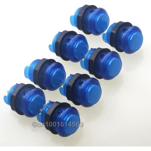 Reyann 8pcs 5V 30mm LED Illuminated Arcade Push Button for Arcade FightStick Tournament & Coin Operator Cabinet Games - Blue