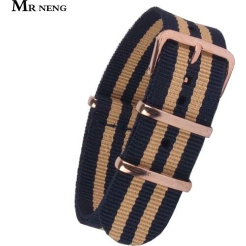 MR NENG High quality 18MM 20MM 22MM nato strap Rose gold buckle nato straps Watch band watch strap 22mm Man strap on for hours