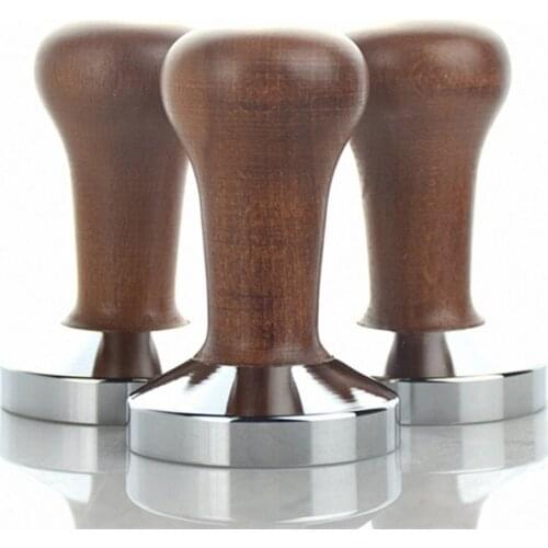 Stainless Steel Coffee Tamper 58mm Solid Wood Handle Coffee Powder Hammer Espresso Cafe Tools