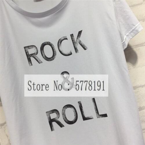 2021 Spring Woman White Letters Print Cotton T-shirt Short Sleeves Fashion Tops T shirts