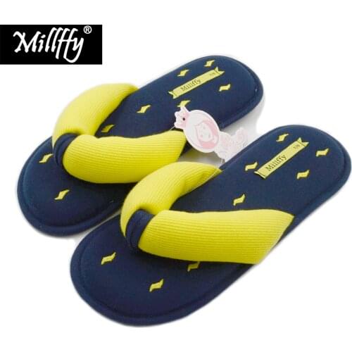 Millffy Summer SPA Womens Knit Thong Slipper japanese cotton slippers With Memory Foam Cushioning Indoor/Outdoor Tread Outsole