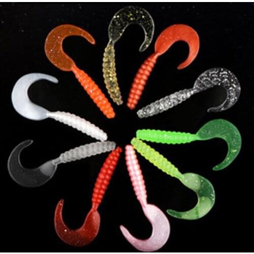 1pcs/lot 14 Colors Silicone Rubber Fake Maggots Bait Luminous Mini Tail Soft Bait Worm Fishing Lures 4cm 5.5cm 7cm Fishing Bait