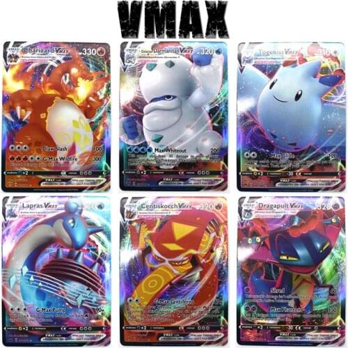 10PCS Pokemon Cards Anime Non Repeat Vmax Mega Tag English Game Battle Carte Trading Pikachu Charizard Gifts for children Toy