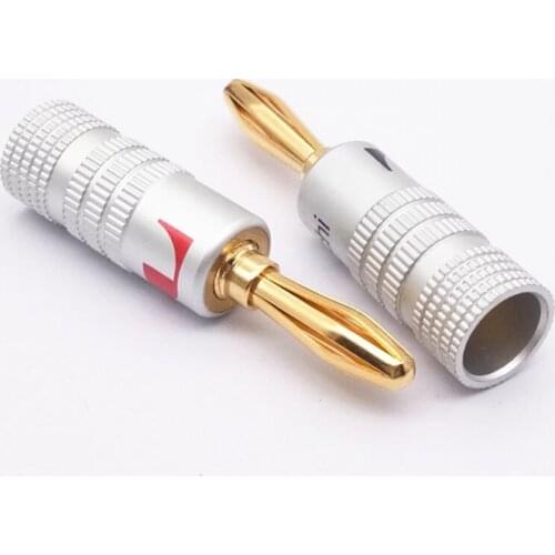 10Pcs/lot 4MM Nakamichi Banana Plug copper Gold Plated Plug Connector with Screw Lock For HiFi Audio Speaker Plugs black&red