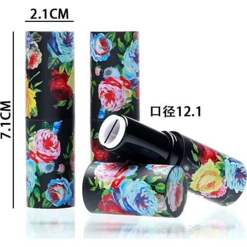 12.1mm Vintage Rose Flower Beauty Empty Lipstick Tubes DIY Makeup Round Top Quality Mini Lip Balm Lipgloss Bottles 20pcs/lot