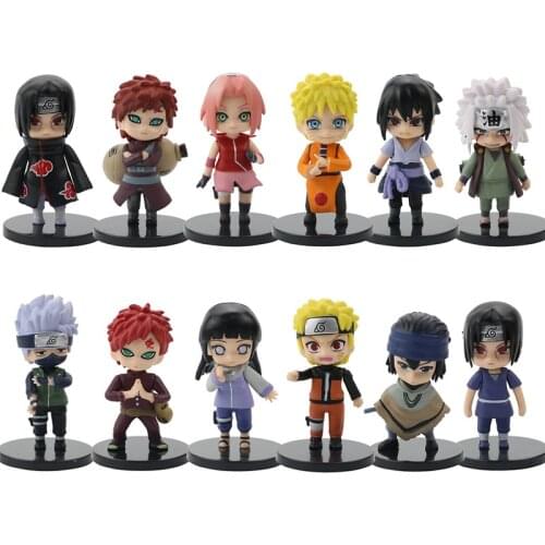 12Pcs/set Naruto Toys Set Uzumaki Naruto Uchiha Sasuke Action Figure Anime Model PVC Statue Collectible Toy gift