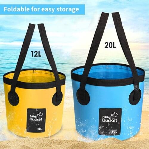 12L 20L Waterproof Water Bags Fishing Folding Bucket Portable Bucket Water Container Storage Carrier Bag