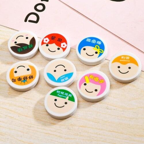 20 pcs cartoon character avatar student eraser color round creative stationery erasers for kids cute gifts