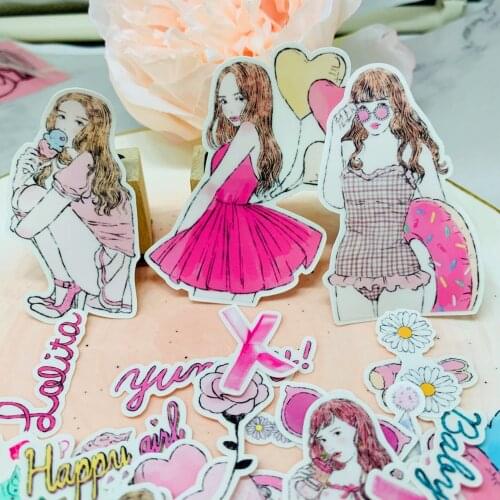 35pcs Ice cream girl Kids Fun Paper Stickers Homemade Bookkeeping Decals on Laptop / Decorative scrapbooking / DIY