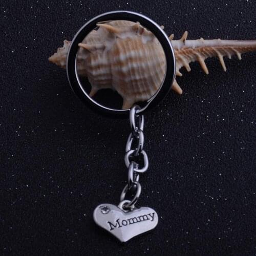 36PC Mommy Keychains Clear Crystal Heart Pendant Charm Keyrings Family Mom Mama Mothers Day Gifts Car Bag Key Rings Key Holder