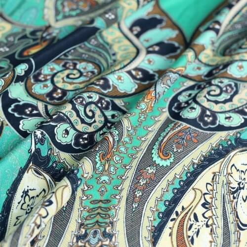 White Waxberry 12momme Paisley Printed Crepe De Chine Silk Garment Materials Summer Women Dress Sewing Clothe Freeshipping