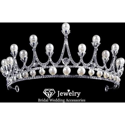 CC Bridal Tiara Crown Wedding Hair Accessory Luxury Brides Headpiece Engagement Jewelry Pearl Hairband Princess Tiaras Gift YQ40