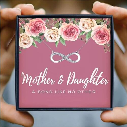Mother Daughter Infinity Necklace for Women Simple Love Pendant Chain Necklaces Wedding Jewelry Party Christmas Gift