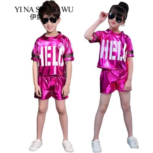 Children Jazz Dance Costumes Boys and Girls Hip-hop Modern Dance Performances Clothing Kids Jazz Dance Wear 2pcs Set Top+Pants