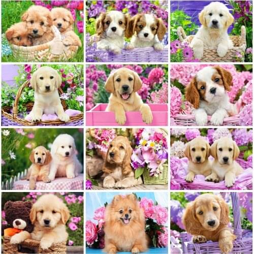 EverShine 5D Diamond Painting Dog Diamond Mosaic Full Square Animals Cross Stitch Rhinestones Art Bead Embroidery Home Decor