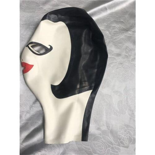 Latex hoods Customized Fetish heroine mask hood Handmade Natural Zentai hoods Womenopen eyes headgear