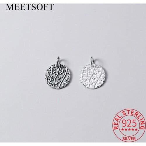 MEETSOFT Trendy Sterling Silver Plum blossom Charms Special of DIY Handmade Jewelry Necklace Decoration Bracelet Accessory