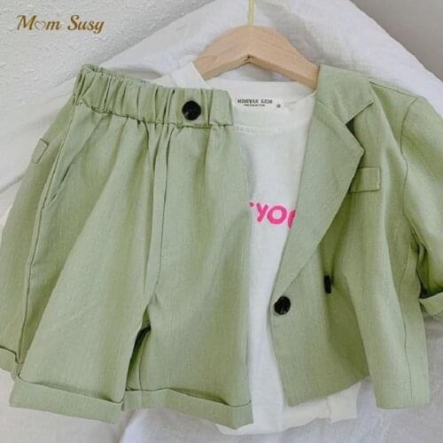 Fashion Baby Girl Boy Formal Clothes Set Suit Jacket+Short 2PCS Infant Toddler Baby Suit Blazer Jacket Korean Baby Clothes