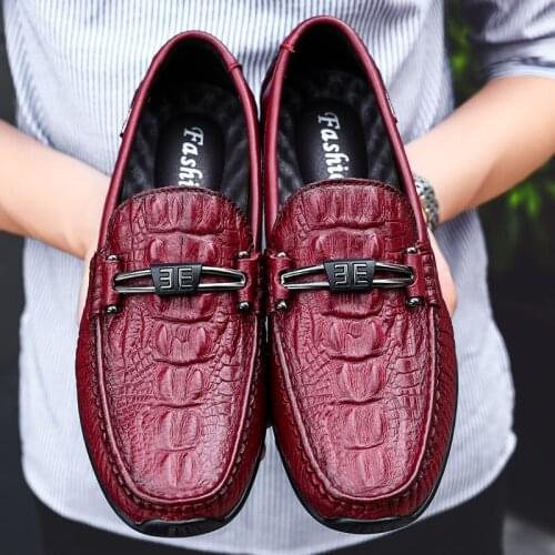 Mens shoes 2019 spring and autumn brand British style crocodile pattern comfortable high quality large size business loafers