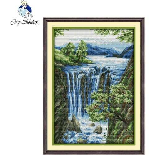 Joy Sunday Waterfall needlepoint kits Chinese Cross Stitch Patterns for DIY Needlecraft Home Wall Derection