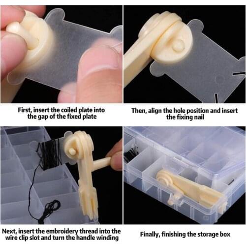 Embroidery Craft Kit, 100 Floss Bobbins + 1 Floss Winder + 1 Storage Box