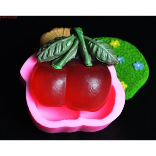 New Innovative Silicone Cherry Handmade Soap Mold DIY Chocolate Mold Fondant Cake Mold Fruit Ice Mold Birthday Decoration