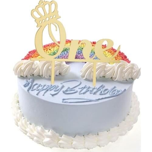 One Crown Acrylic Cake Topper For 1st Birthday Party Anniversary Decoration
