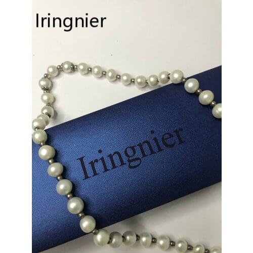Iringnier White Freshwater Cultured Pearl Necklace for Women