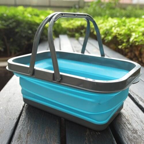 Plastic Storage Basket Garden tools Foldable Silica Gel Gardening Toy Handle 41x28x15cm Bathroom and kitchen Organizer Bins