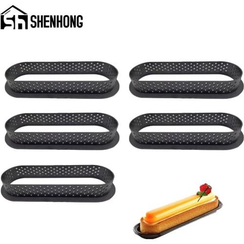 SHENHONG Plastic Perforated French Dessert Molds Tart Ring 5 Pcs Set Kitchen Baking Tools DIY Fruit Cookies Cake Pastry Mould