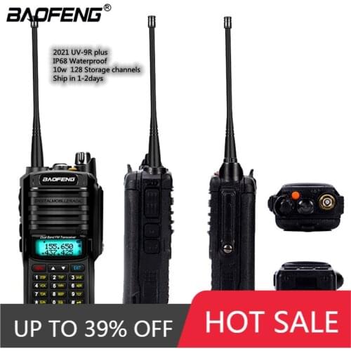 2021 Baofeng UV-9R PLUS Walkie Talkie Portable for Hunting Waterproof Two Way Car Radio Station Ham Radio IP68 High Frequency